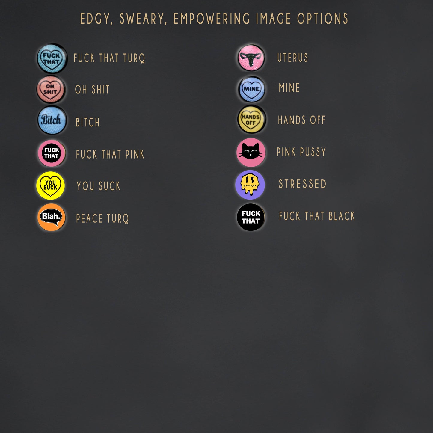 Small Black, Edgy, Sweary Picture Studs (Fuck That) : Fuck That Black