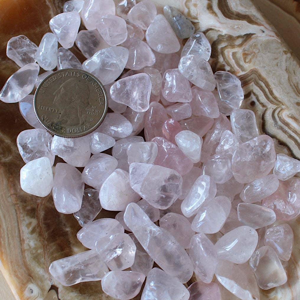 Rose Quartz Tumbled Chips (xs) 4oz bag (Crystals & Stones)