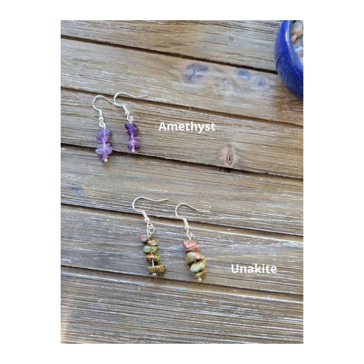 Crystal Earrings Bohemian Style: Amethyst / Silver