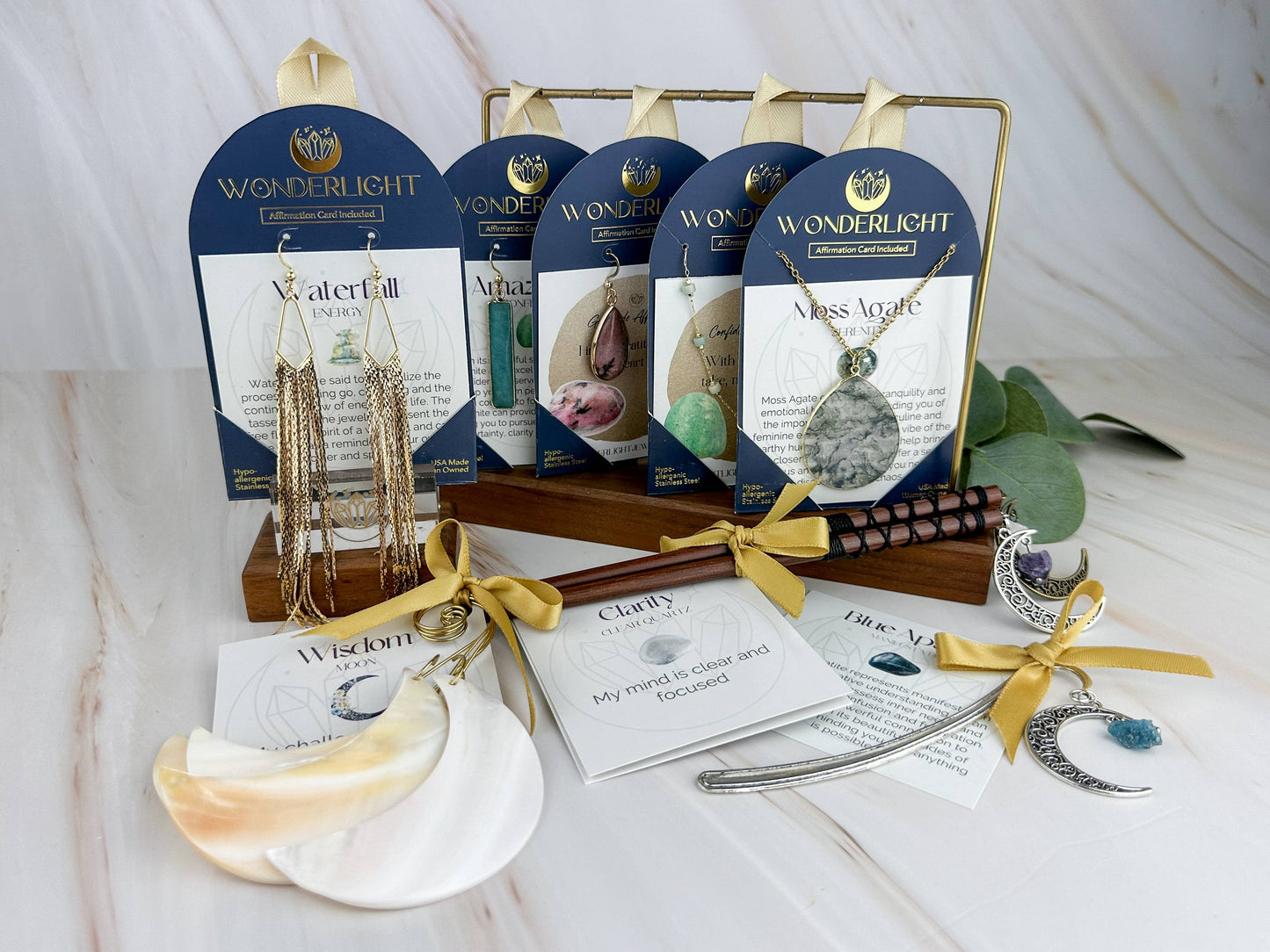 Flat Teardrop Earrings - Moss Agate / Serenity