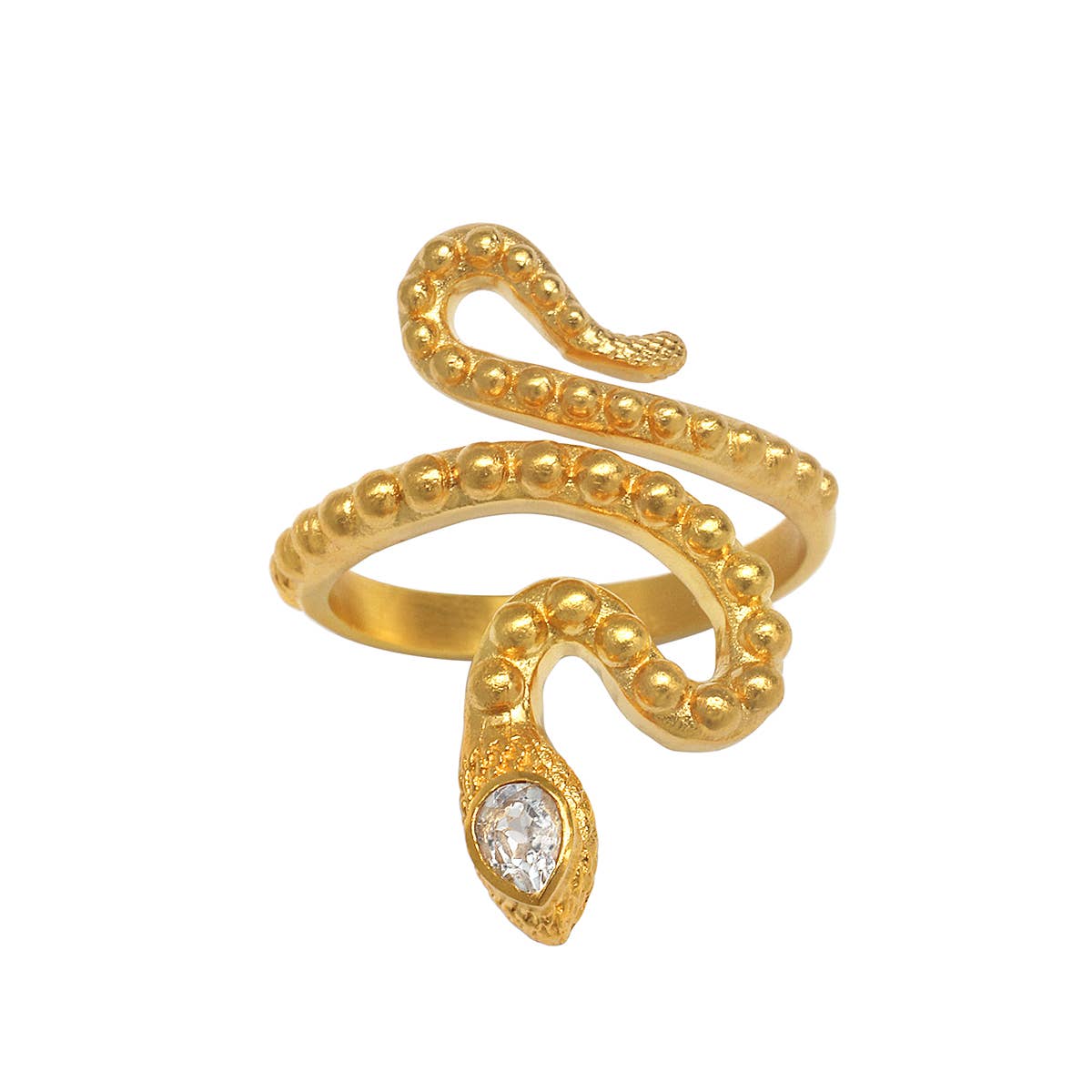 White Topaz Snake Dot Ring