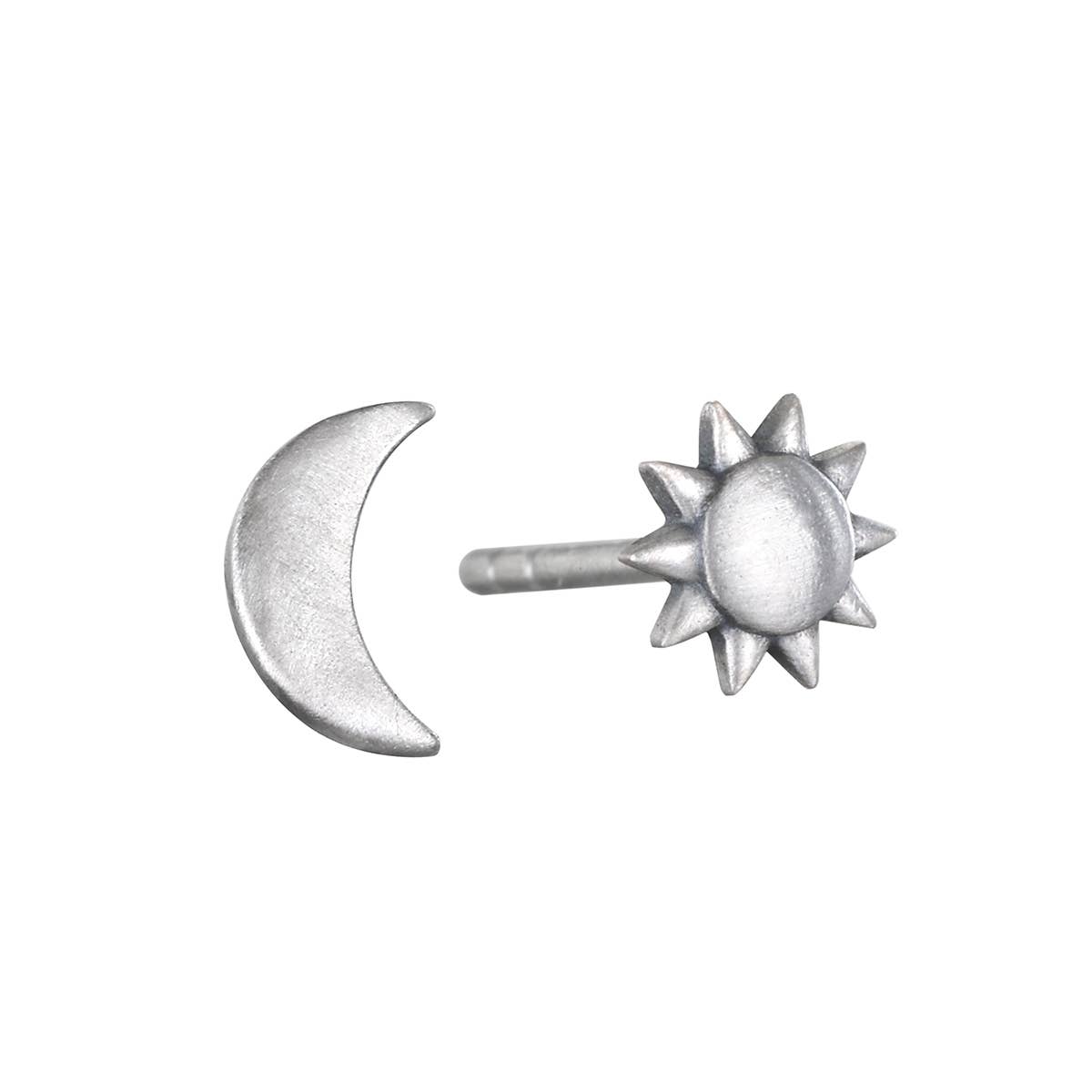 New ~ Silver Moon and sun stud set