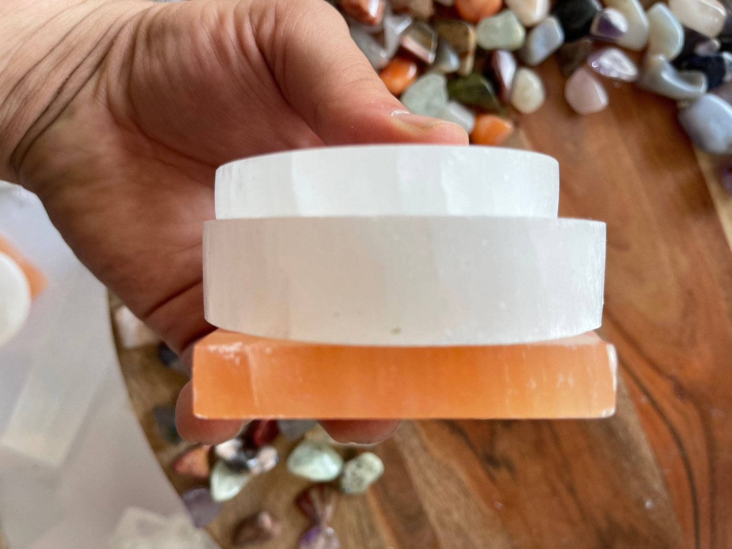 Polished Selenite Charging Station Round crystal plate, Crystal cleansing/charging Round 3.5