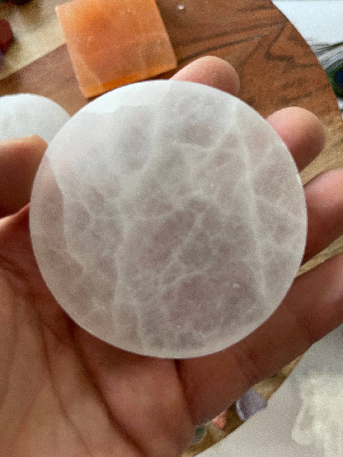Polished Selenite Charging Station Round crystal plate, Crystal cleansing/charging Round 3.5