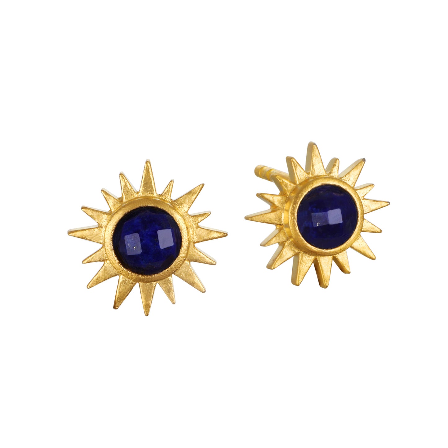 Lapis Sunburst Stud Earrings