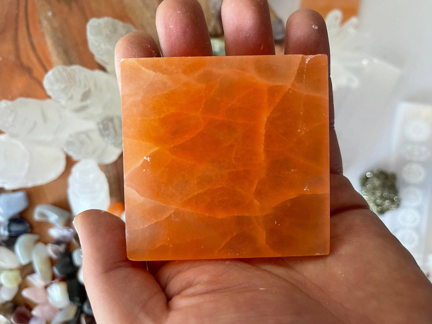 Polished Selenite Charging Station Round crystal plate, Crystal cleansing/charging Round 3.5