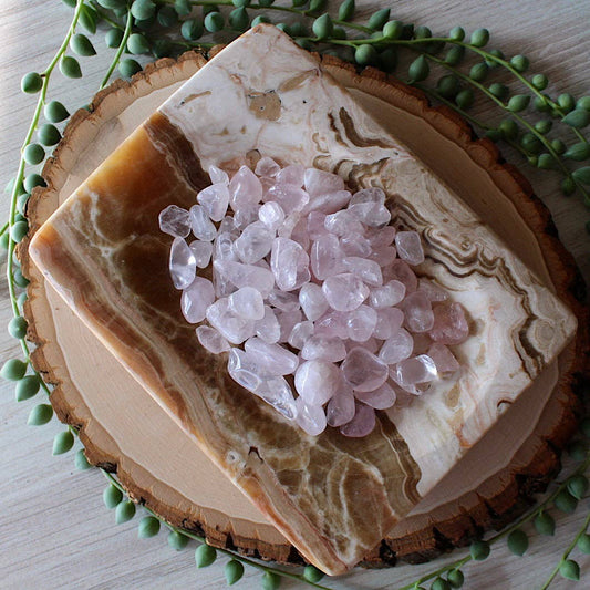 Rose Quartz Tumbled Chips (xs) 4oz bag (Crystals & Stones)