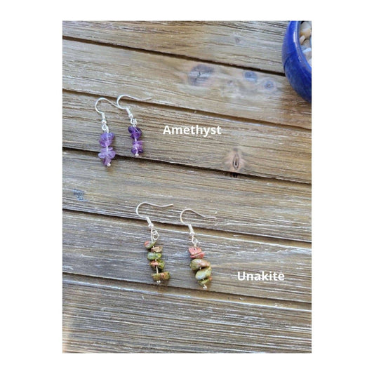 Crystal Earrings Bohemian Style: Amethyst / Silver