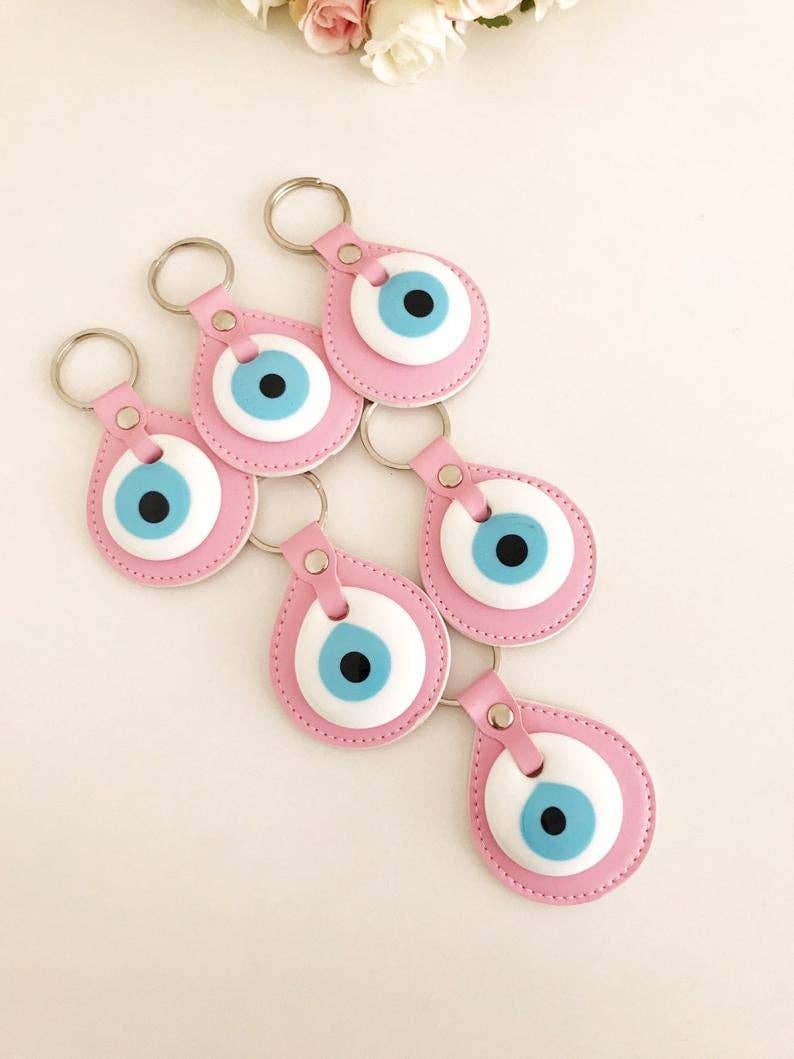 Evil Eye Elegant Leather Keychain: Green