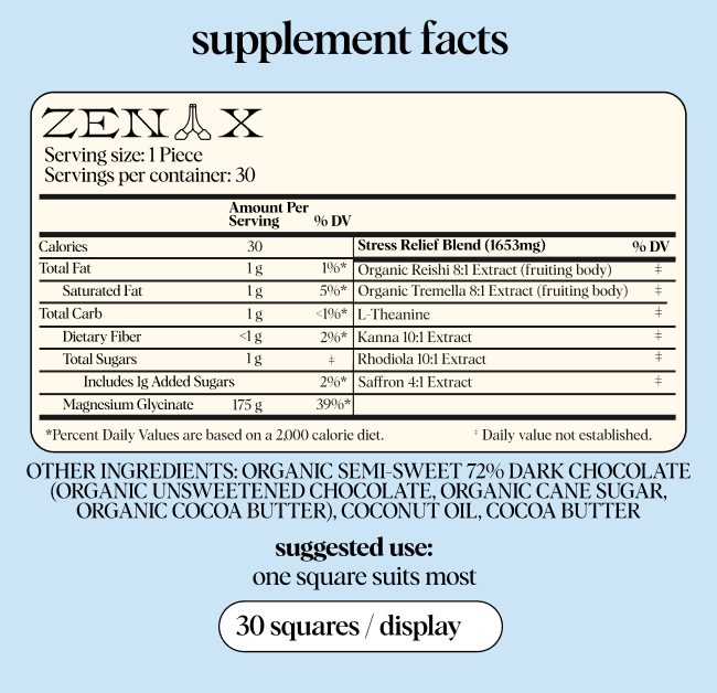 Zen-X Singles — (chocolate supplement for stress relief)