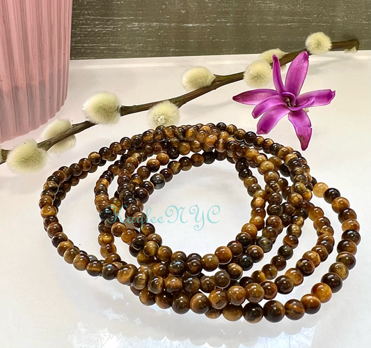 Natural Tiger Eye 4mm Crystal Healing Stretch Bracelet